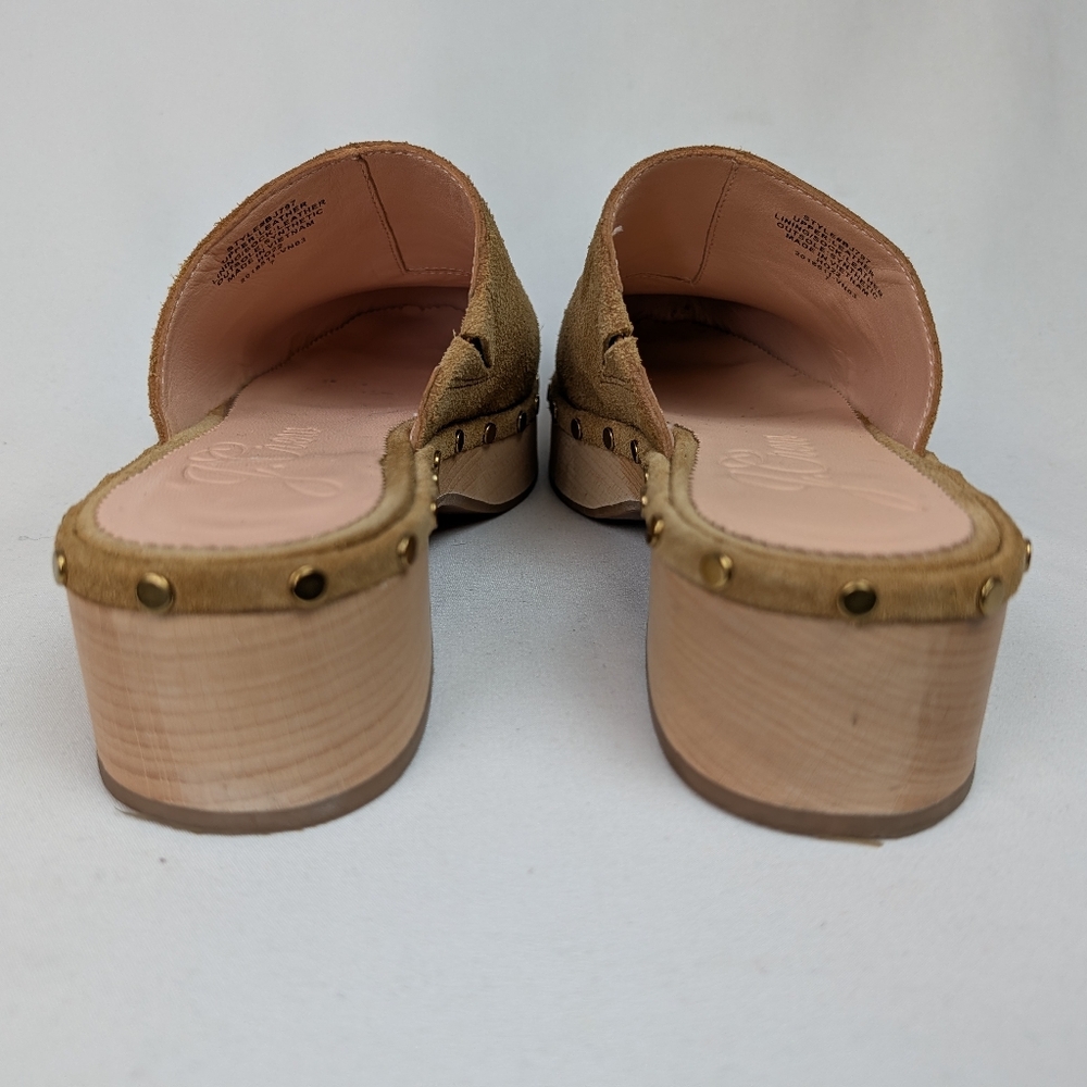 J. Crew Dakota Clogs in Suede Burnished Pecan Studded Leather Wood Sole - Picture 9 of 13